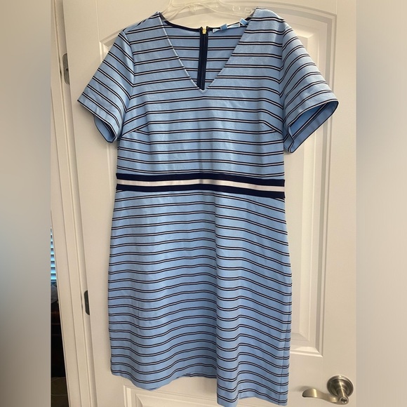 Draper James Navy Striped Dress Size 1X a-line knee length comfort - Picture 1 of 8